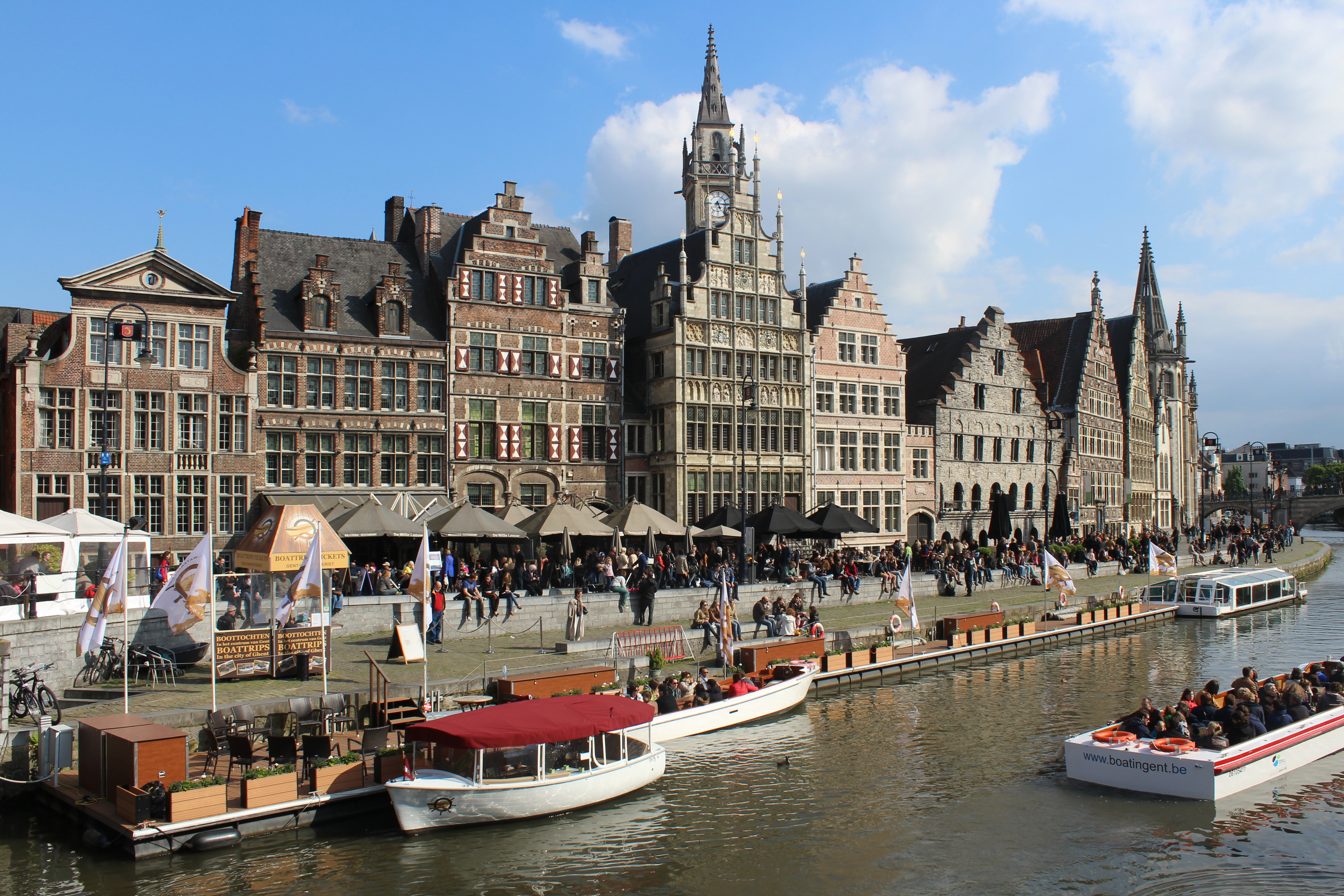 Historic waterfront buildings along Ghent’s Graslei