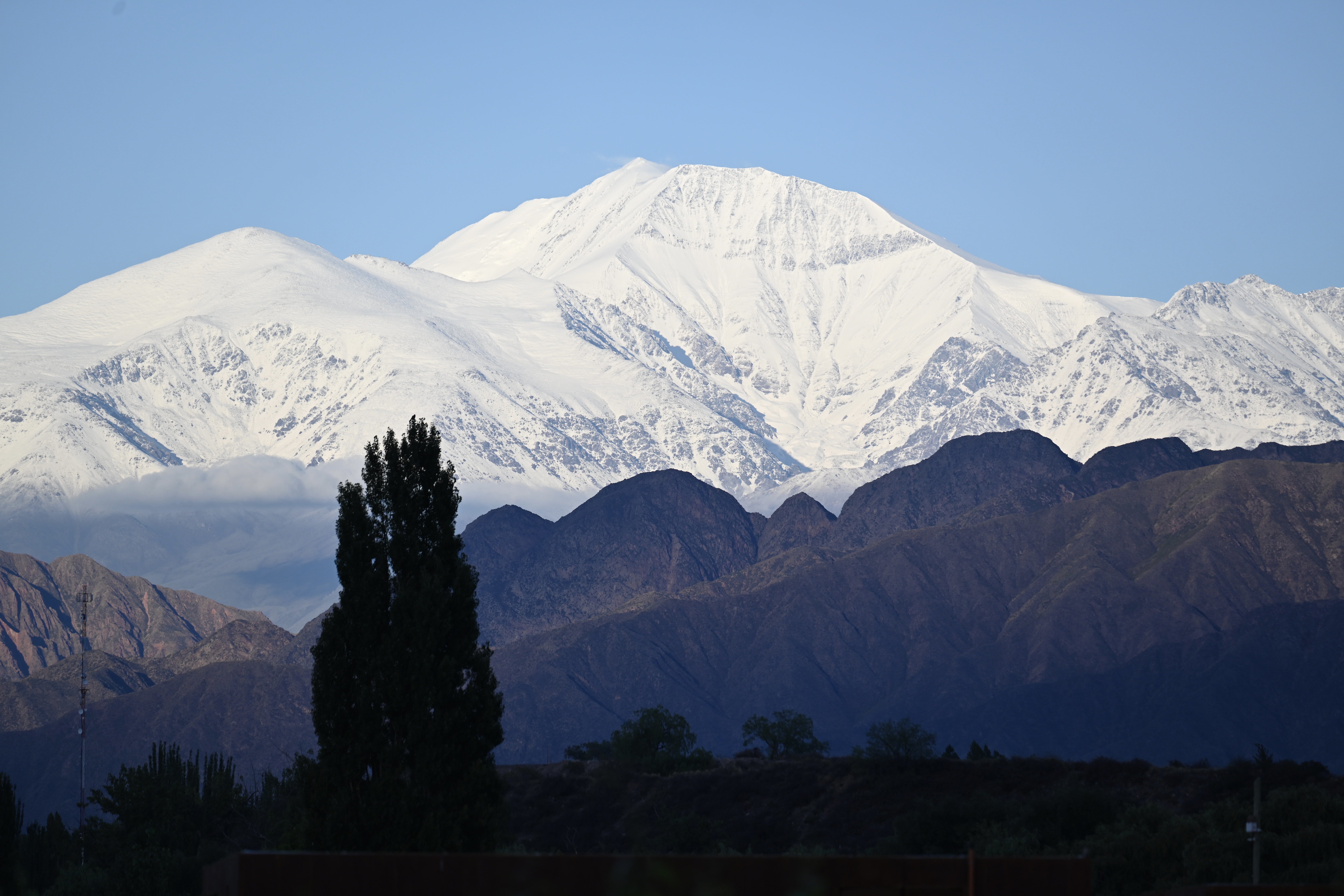 The snow-covered Andes seen from Mendoza