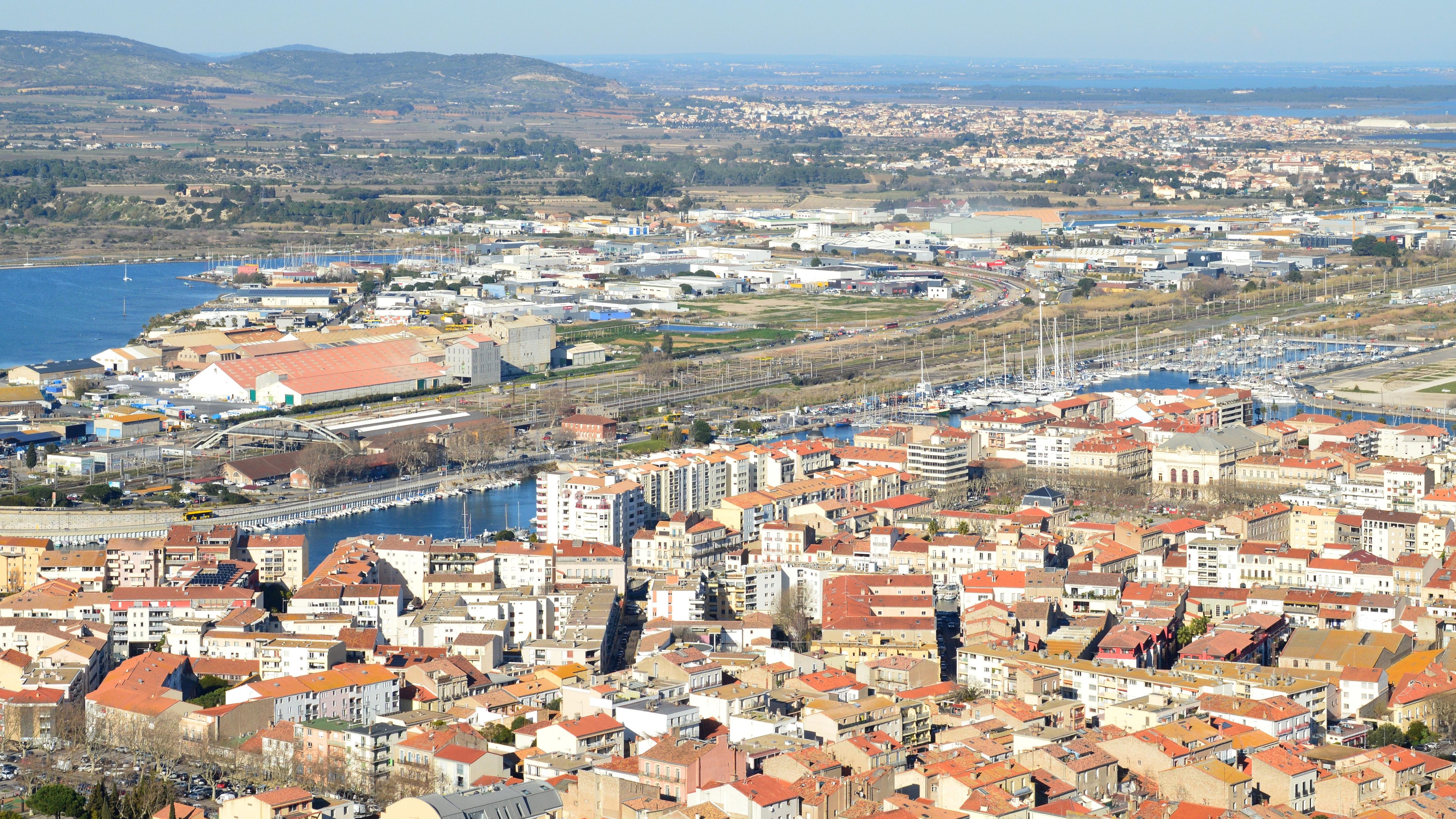 Sète cityscape and Mediterranean coast