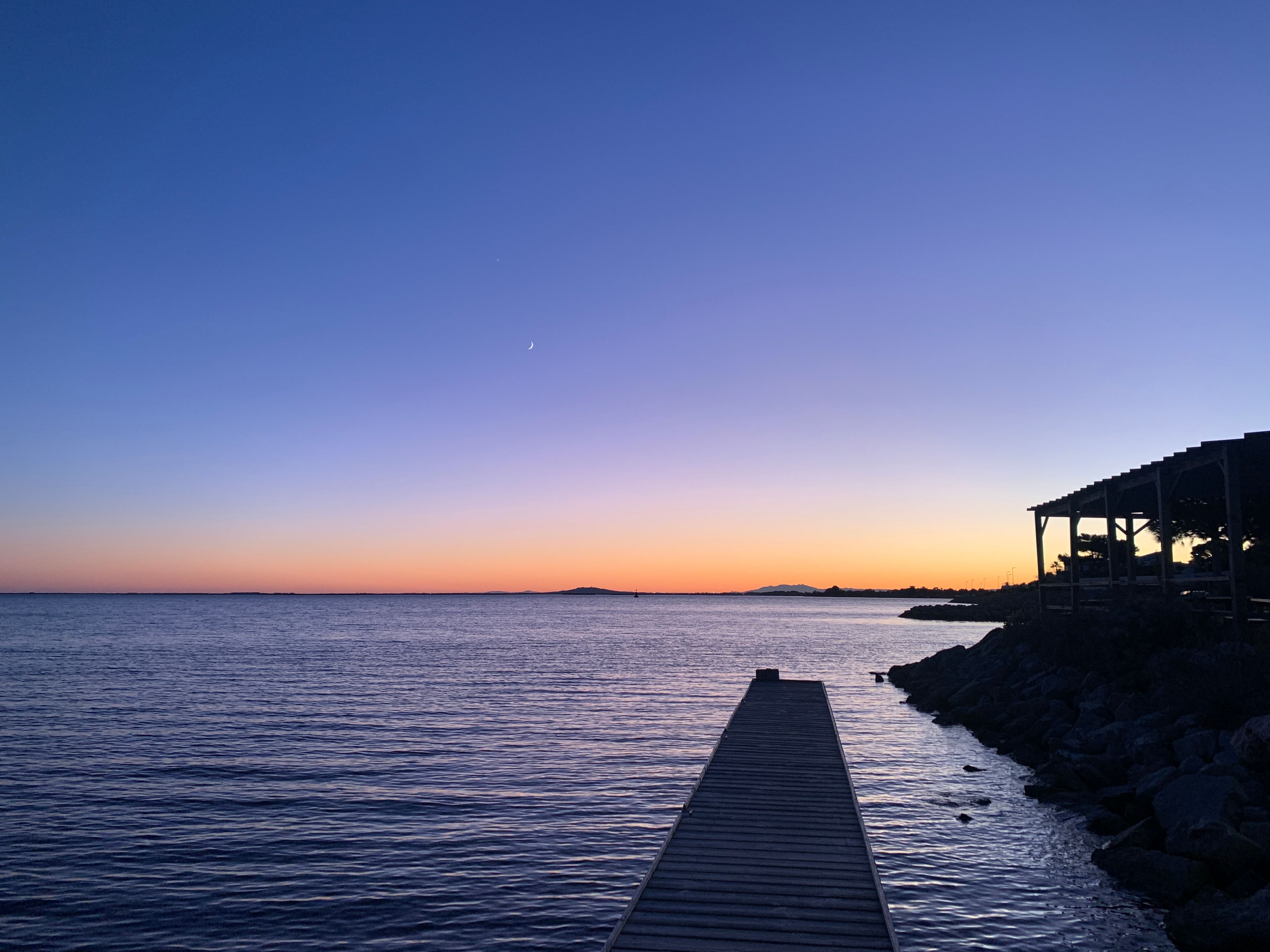 Mediterranean pier at twilight