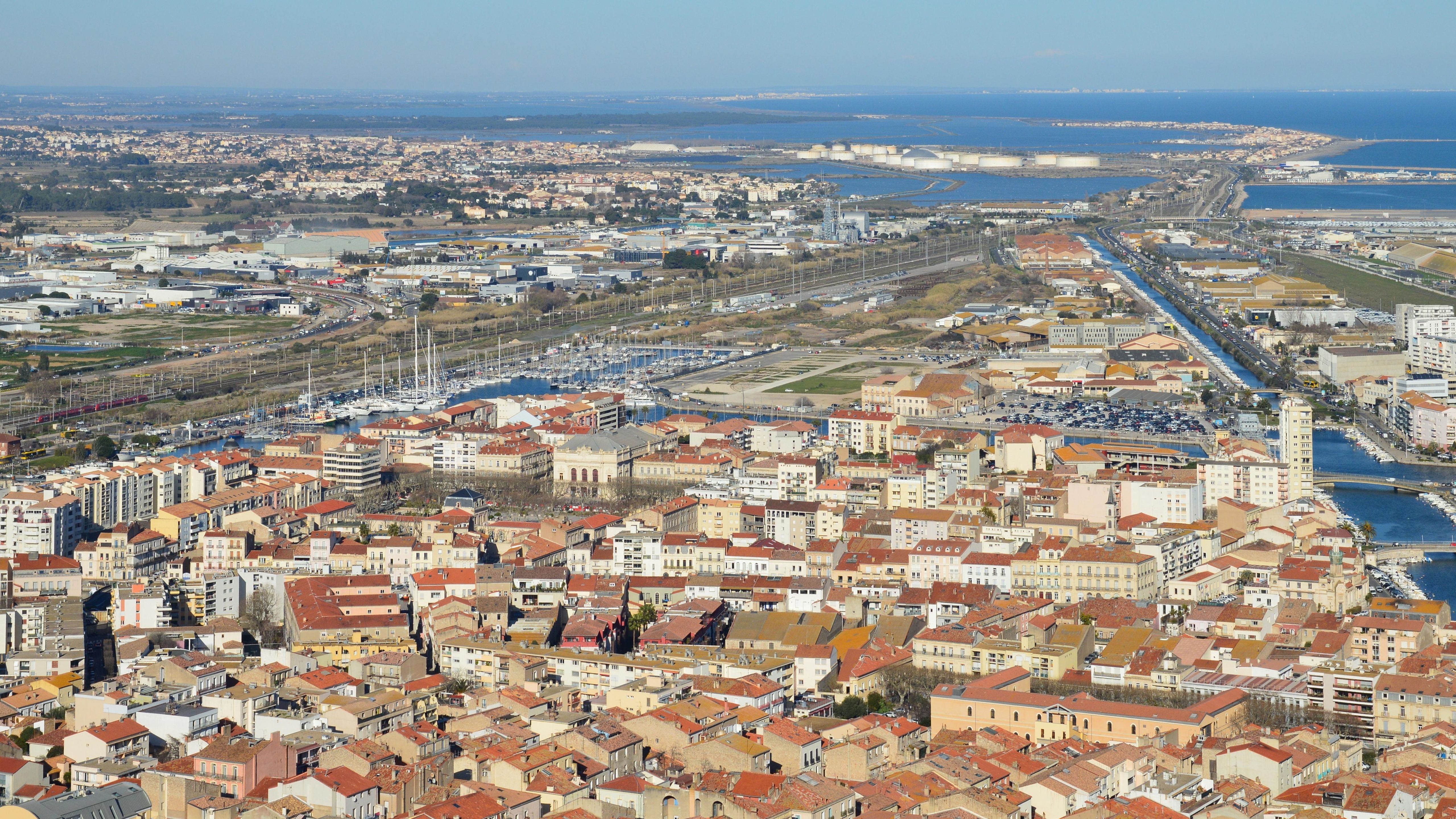 Aerial Sète harbor and canals