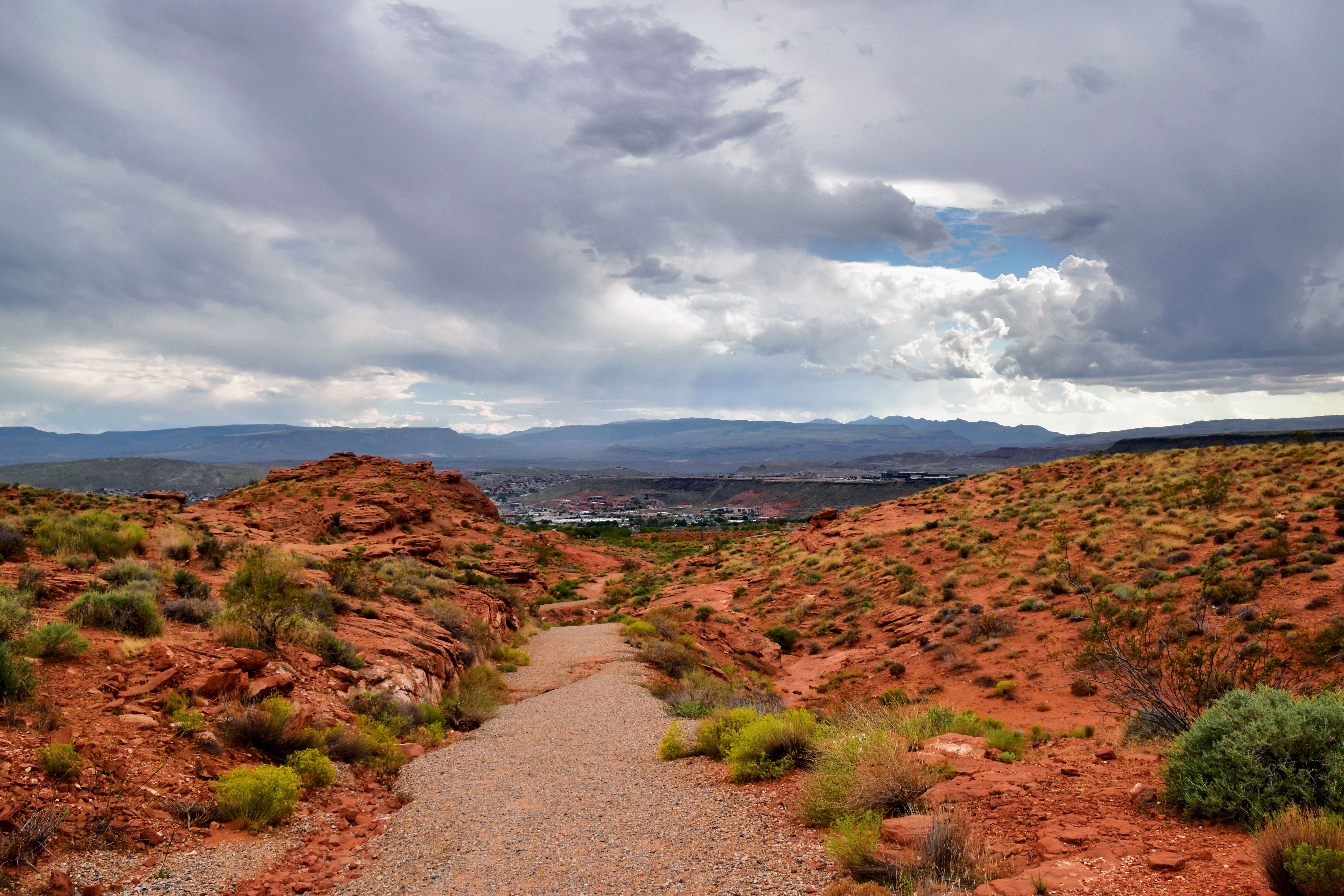Desert path and red-rock landscape in St. George